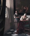 Lady écrivant une lettre avec sa servante Baroque Johannes Vermeer